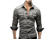 Solid Slim Fit Long Sleeve Shirt - Stylish Men's Fashion Brand - Himpall